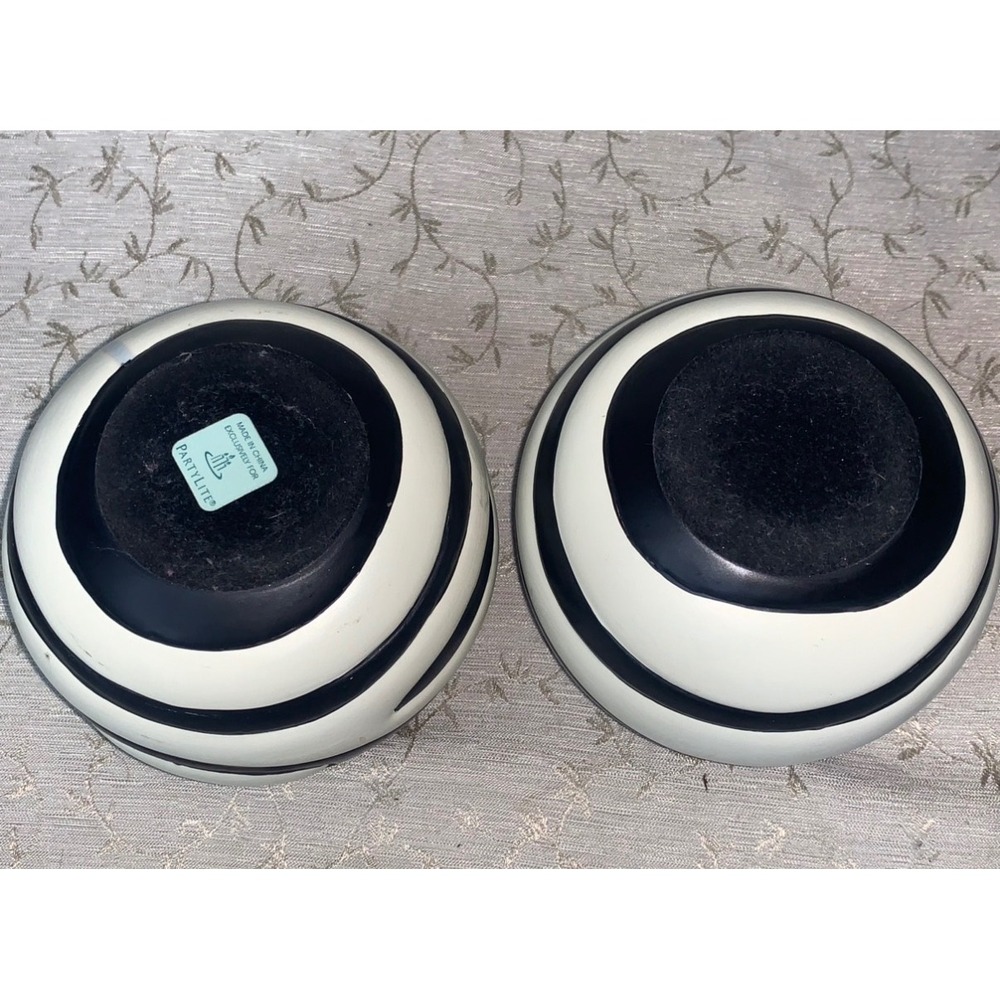 PartyLite African Inspiration Retired Ceramic Candle Holder Set of 2 Black White - Picture 8 of 14
